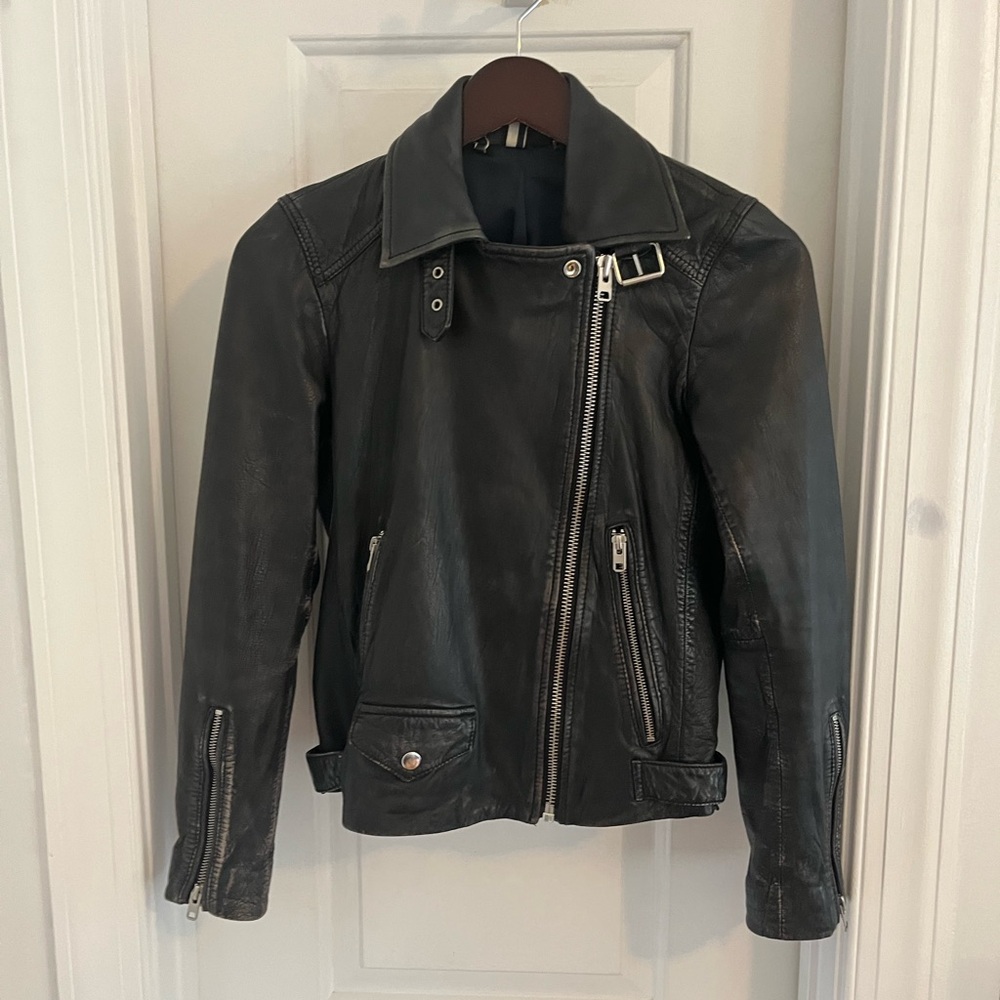 Women’s Topshop Lamb Leather Moto Jacket Sz 6